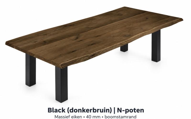 Eiken boomstamtafel Black (donkerbruin) &ndash; op maat